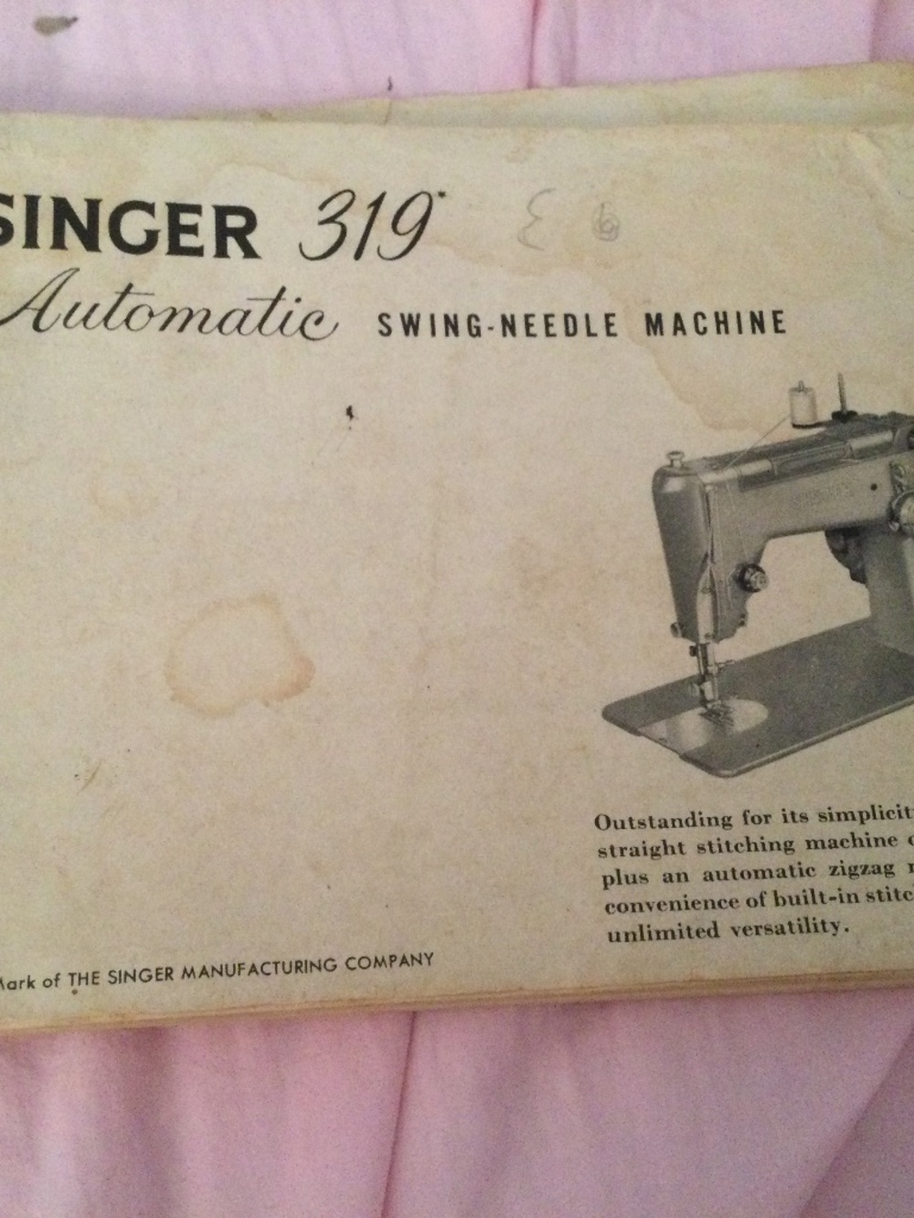 Singer 319 Automatic Swing Needle Machine Booklet